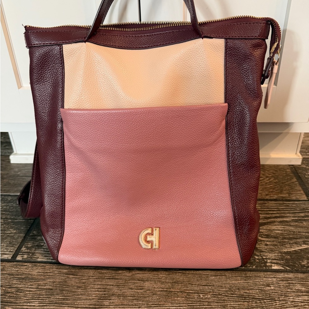 Cole Haan Pink, Blush & Burgundy Leather Backpack - Picture 6 of 8
